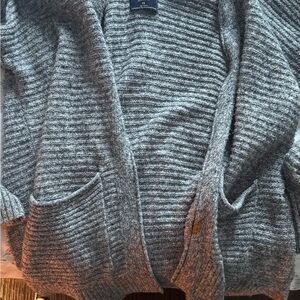 Abercrombie & Fitch women Gray Ribbed Open-Front Cardigan